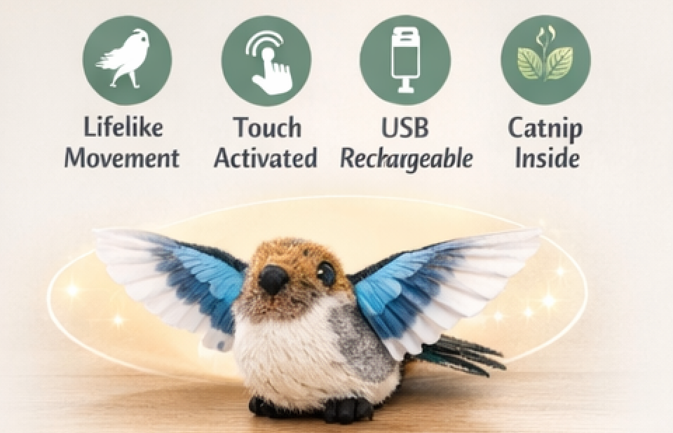 Electric Cat Toy Bird For Self-Entertainment - Interactive Cat Toy Automatic With Catnip, Intelligent Rechargeable Cat Toy For Cats To Play With And Step On