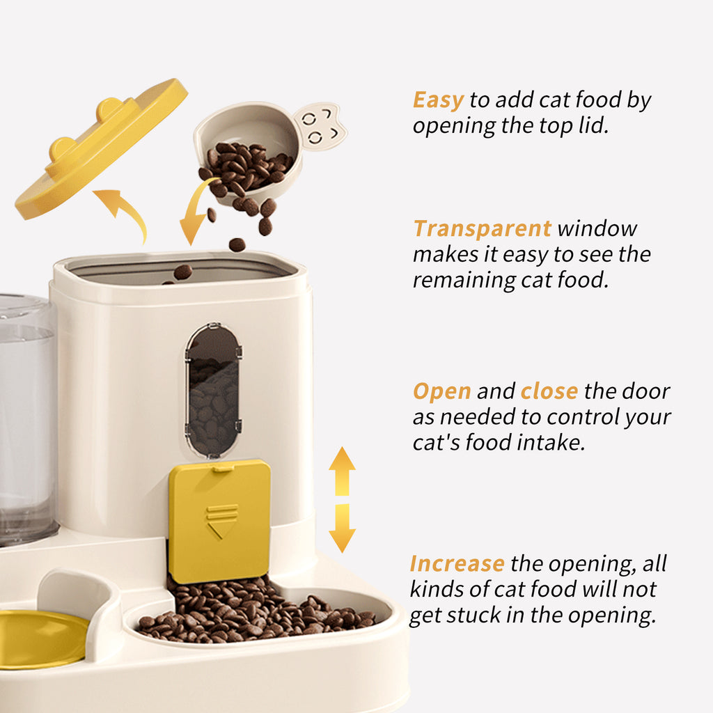 Fully Automatic 2in1 Cat Food Dispenser - Integrated Water And Food Feeding System - Cute Water Dispenser